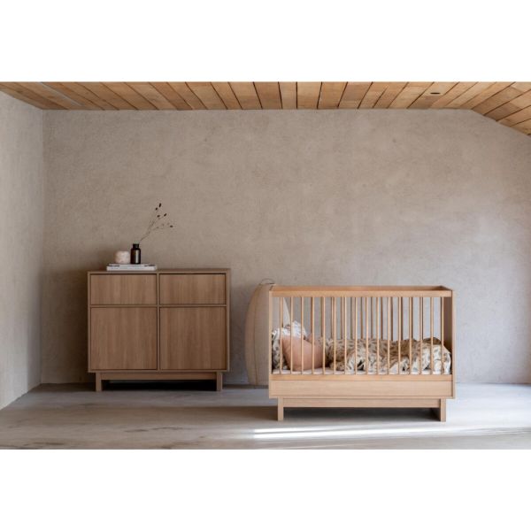 Chambre duo Kyo lit bébé évolutif 70 x 120 cm + commode XL - Honey Ash