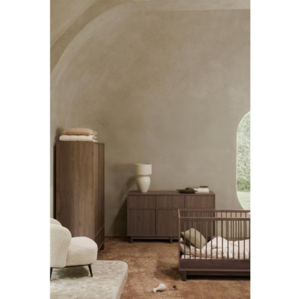 Chambre duo Kyo lit bébé évolutif 70 x 140 cm + commode XL - Walnut