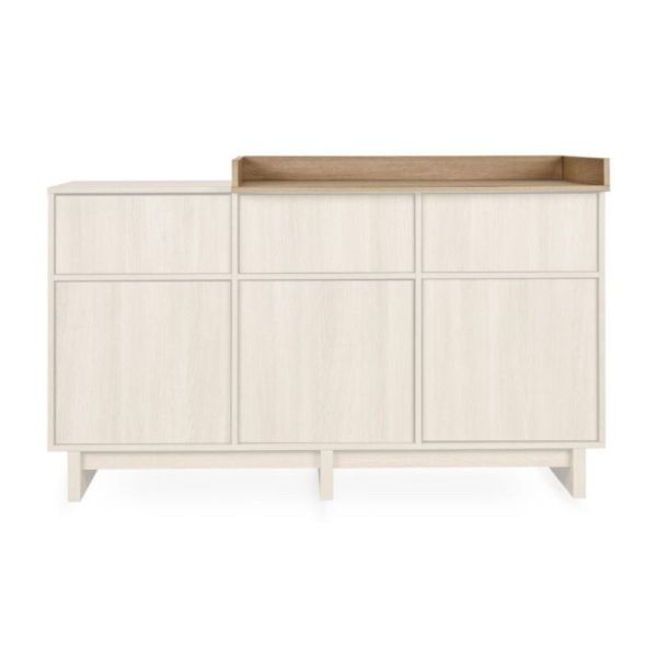 Chambre duo Kyo lit bébé évolutif 70 x 140 cm + commode XL avec plan à langer - Honey Ash