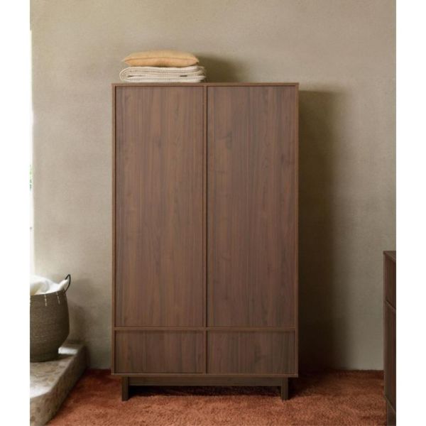 Chambre bébé trio Kyo lit 70 x 140 cm + commode XL + armoire Walnut