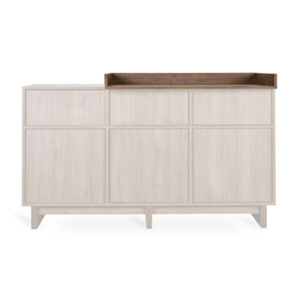 Chambre bébé trio Kyo lit 70 x 140 cm + armoire + commode XL avec plan à langer - Walnut