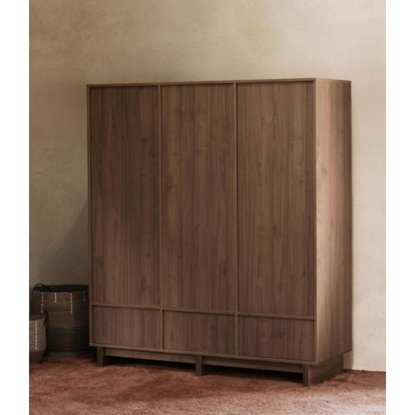 Chambre bébé trio Kyo lit 70 x 120 cm + commode + armoire XL Walnut
