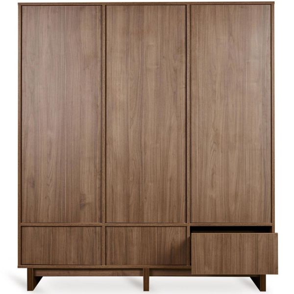 Chambre bébé trio Kyo lit 70 x 120 cm + commode + armoire XL Walnut