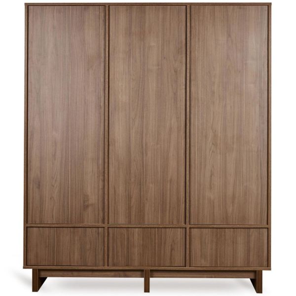 Chambre bébé trio Kyo lit 70 x 120 cm + commode XL + armoire XL Walnut