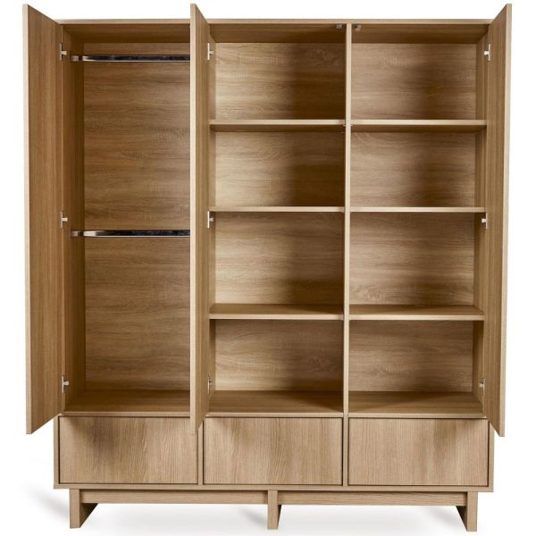 Chambre bébé trio Kyo lit 70 x 140 cm + commode XL + armoire XL Honey Ash