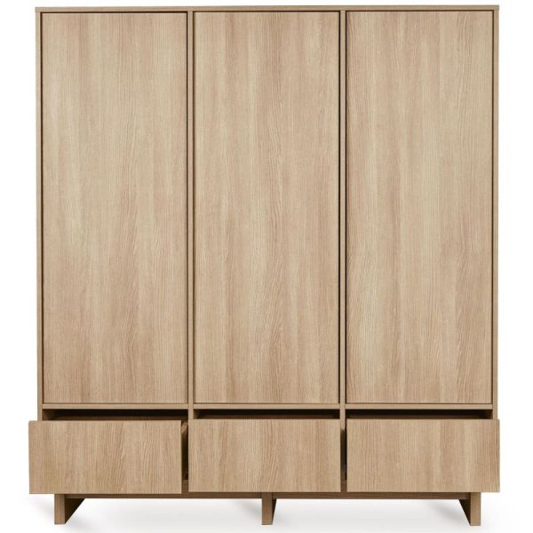 Chambre bébé trio Kyo lit 70 x 140 cm + commode XL + armoire XL Honey Ash