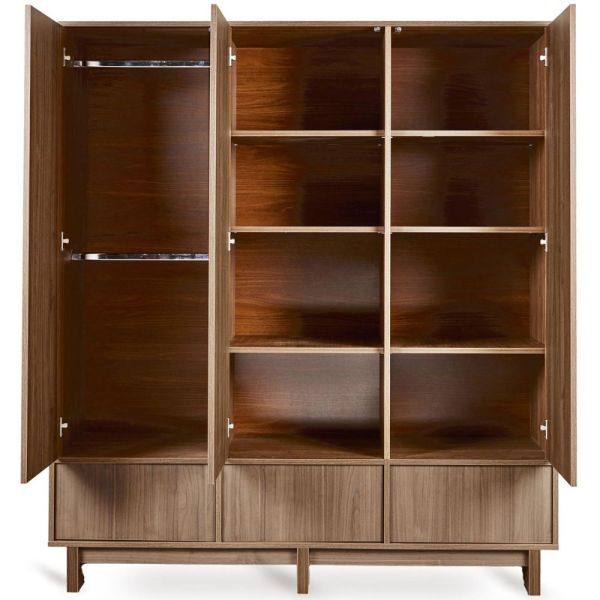 Chambre bébé trio Kyo lit 70 x 140 cm + commode XL + armoire XL Walnut