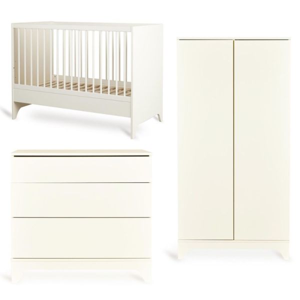 Chambre bébé trio Tsugi lit 60 x 120 cm + commode + armoire Butter