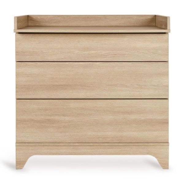 Chambre bébé trio Tsugi lit 70 x 120 cm + armoire XL + commode avec plan à langer Honey Ash