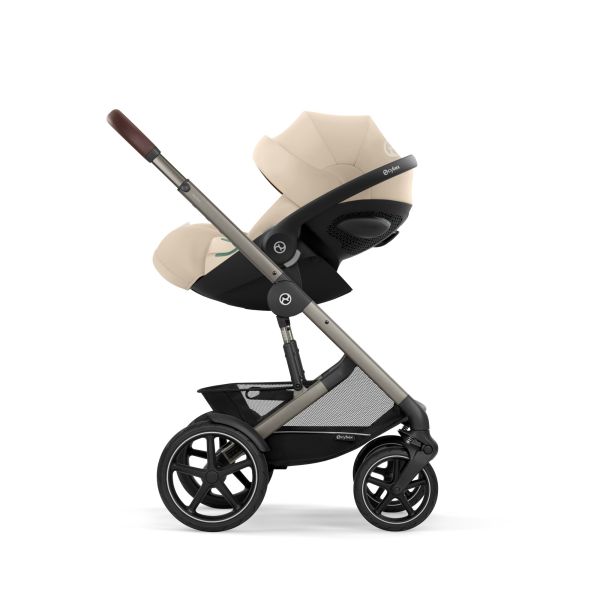 Poussette trio Melio Carbon 6 Almond Beige avec siège auto Cloud G3 i-Size et nacelle
