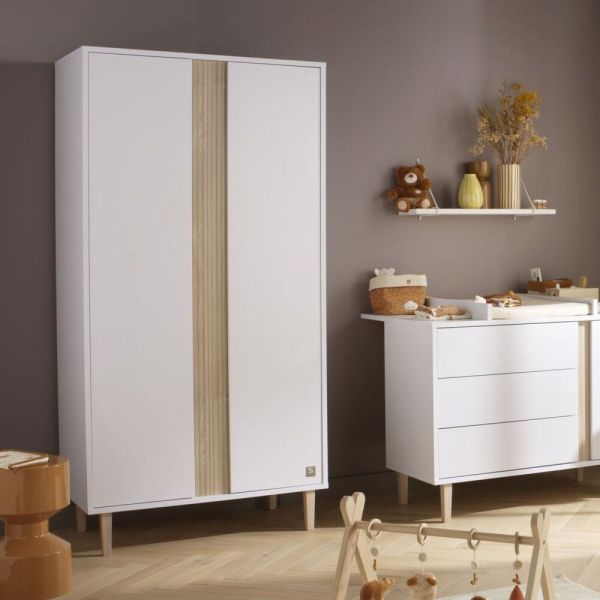 Chambre bébé trio lit évolutif 140x70cm + commode 3 tiroirs 1 porte + armoire Paloma + Plan à langer OFFERT