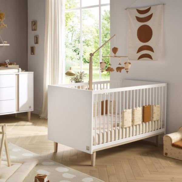 Chambre bébé duo lit évolutif 140x70cm + commode 3 tiroirs 1 porte Paloma + Plan à langer OFFERT !