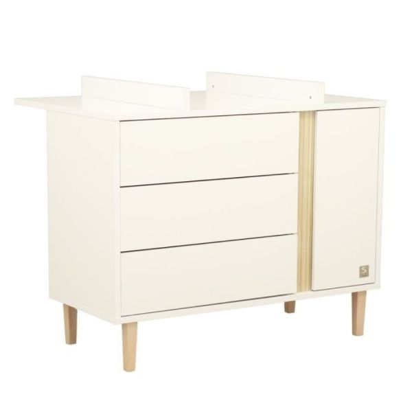 Chambre bébé duo lit évolutif 140x70cm + commode 3 tiroirs 1 porte Paloma + Plan à langer OFFERT !