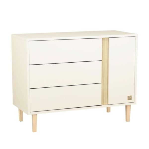 Chambre bébé duo lit évolutif 140x70cm + commode 3 tiroirs 1 porte Paloma + Plan à langer OFFERT !