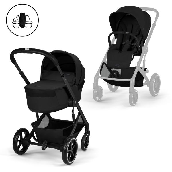 Poussette duo tout terrain Balios S Lux 4 avec nacelle pliable Moon Black