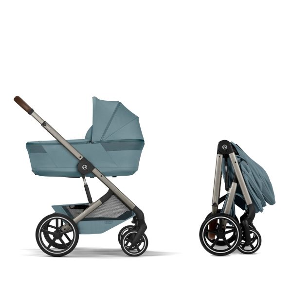 Poussette duo tout terrain Balios S Lux 4 avec nacelle pliable Stormy Blue