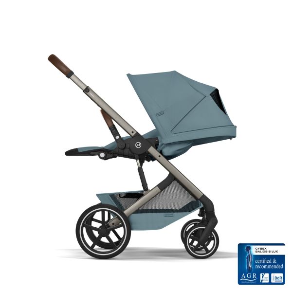Poussette duo tout terrain Balios S Lux 4 avec nacelle pliable Stormy Blue