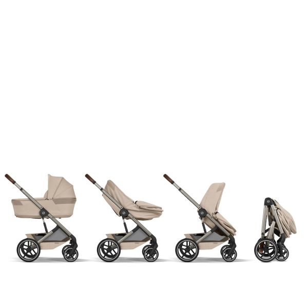 Poussette duo tout terrain Balios S Lux 4 avec nacelle pliable Almond Beige