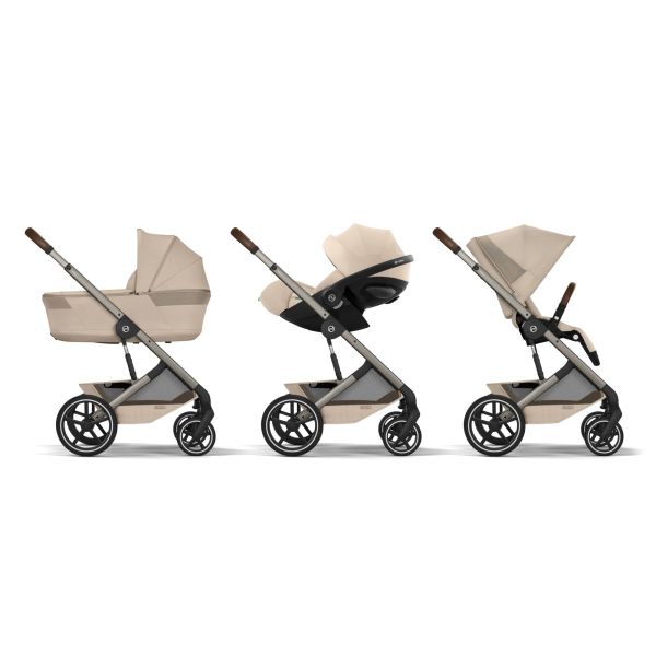 Poussette duo tout terrain Balios S Lux 4 avec nacelle pliable Almond Beige
