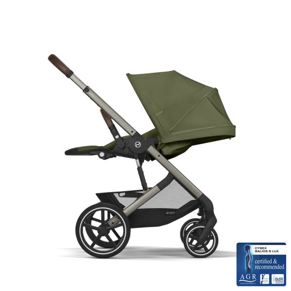 Poussette duo tout terrain Balios S Lux 4 avec nacelle pliable Moss Green