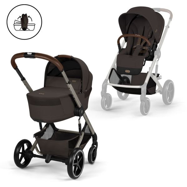Poussette duo tout terrain Balios S Lux 4 avec nacelle pliable Chocolate Brown