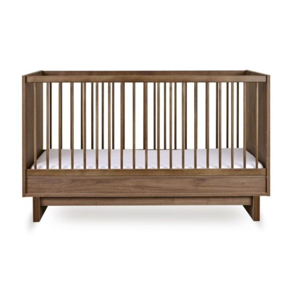 Chambre trio Kyo lit bébé évolutif 70 x 140 cm + armoire + commode avec plan à langer - Walnut