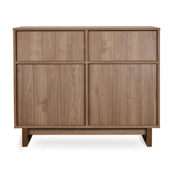 Chambre trio Kyo lit bébé évolutif 70 x 140 cm + armoire + commode avec plan à langer - Walnut