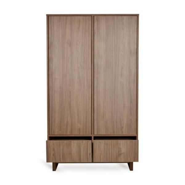Chambre trio Kyo lit bébé évolutif 70 x 140 cm + armoire + commode avec plan à langer - Walnut