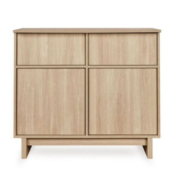 Chambre trio Kyo lit bébé évolutif 70 x 140 cm + armoire + commode avec plan à langer - Honey Ash