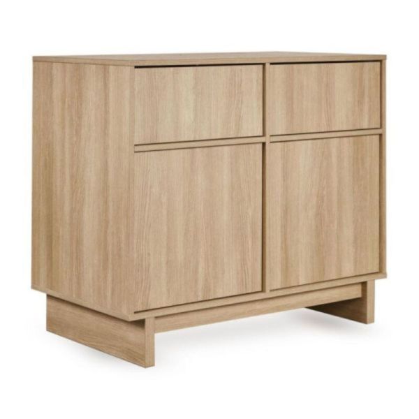 Chambre trio Kyo lit bébé évolutif 70 x 140 cm + armoire + commode avec plan à langer - Honey Ash