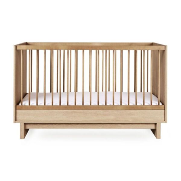 Chambre trio Kyo lit bébé évolutif 70 x 140 cm + armoire + commode avec plan à langer - Honey Ash