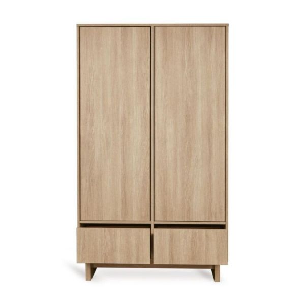 Chambre trio Kyo lit bébé évolutif 70 x 140 cm + armoire + commode avec plan à langer - Honey Ash