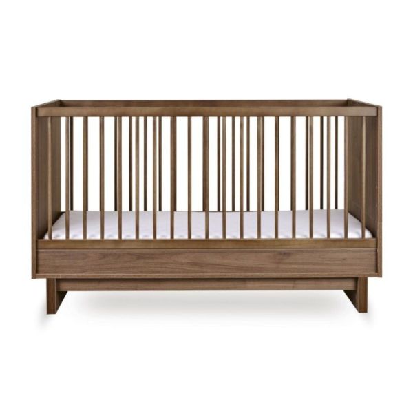 Chambre trio Kyo lit bébé évolutif 70 x 120 cm + armoire + commode avec plan à langer - Walnut