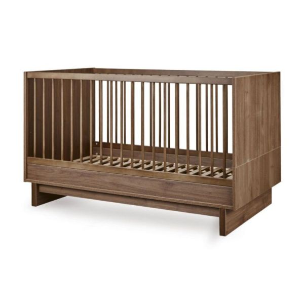 Chambre trio Kyo lit bébé évolutif 70 x 120 cm + armoire + commode avec plan à langer - Walnut