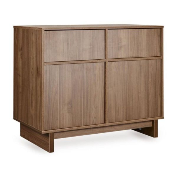 Chambre trio Kyo lit bébé évolutif 70 x 120 cm + armoire + commode avec plan à langer - Walnut