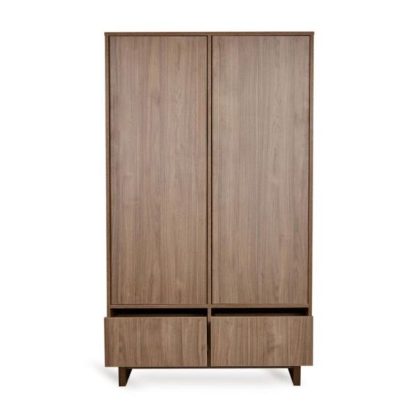 Chambre trio Kyo lit bébé évolutif 70 x 120 cm + armoire + commode avec plan à langer - Walnut