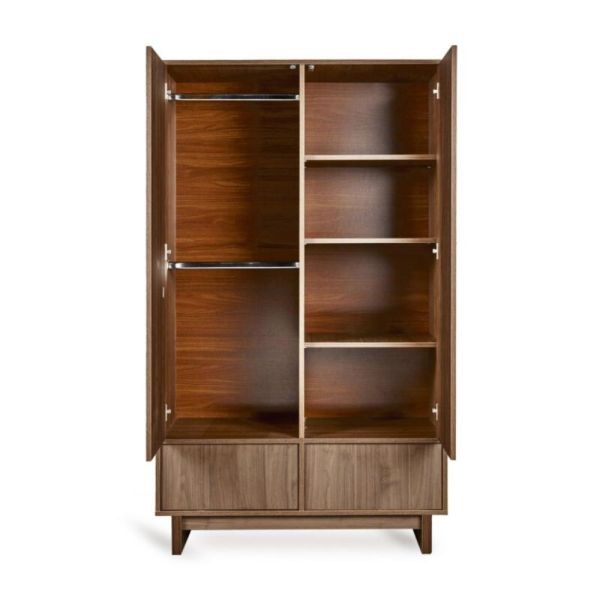 Chambre trio Kyo lit bébé évolutif 70 x 120 cm + armoire + commode avec plan à langer - Walnut