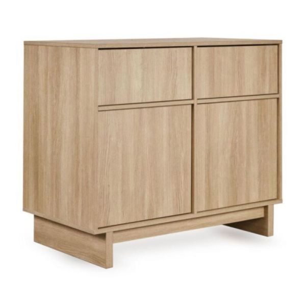 Chambre trio Kyo lit bébé évolutif 70 x 120 cm + armoire + commode avec plan à langer - Honey Ash