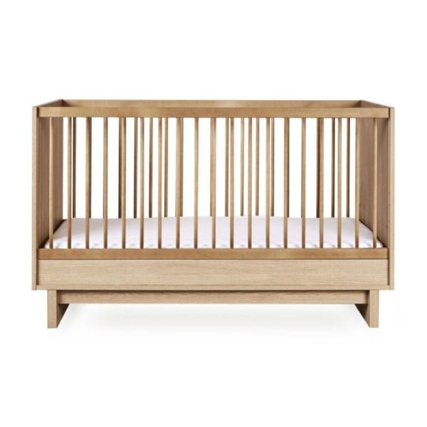 Chambre trio Kyo lit bébé évolutif 70 x 120 cm + armoire + commode avec plan à langer - Honey Ash
