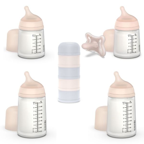 Pack naissance biberons anti colique Zerø.Zerø et boîte doseuse bleu