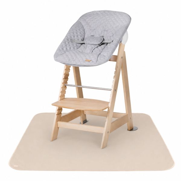 Pack chaise haute évolutive 2-en-1 Born Up naturel gris et tapis anti-éclaboussures