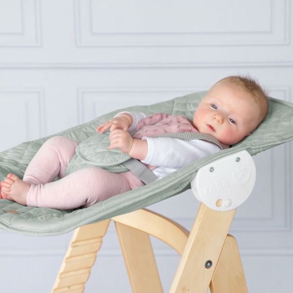 Pack chaise haute évolutive 2-en-1 Born Up vert givré et tapis anti-éclaboussures