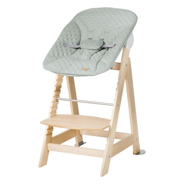 Pack chaise haute évolutive 2-en-1 Born Up vert givré et tapis anti-éclaboussures