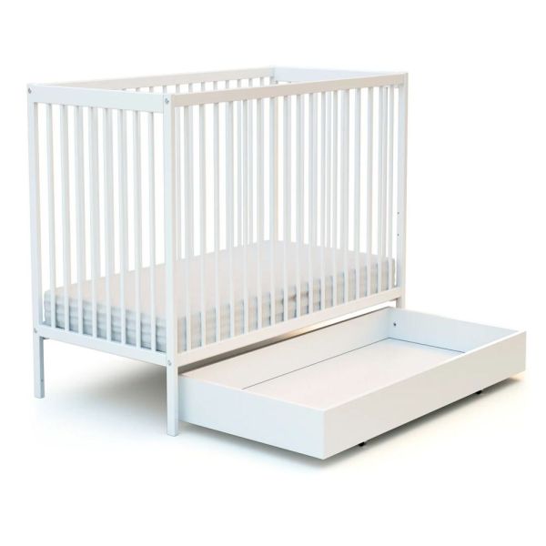 Lit essentiel coulissant avec tiroir de rangement 60x120 cm blanc
