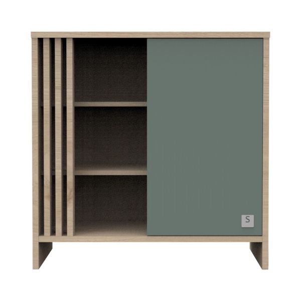 Commode porte et niches Sauge Tokyo avec plan à langer amovible