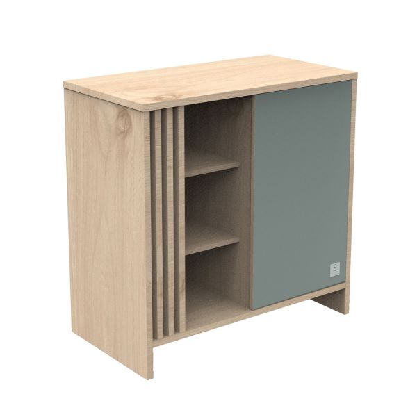 Commode porte et niches Sauge Tokyo avec plan à langer amovible