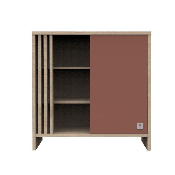Commode porte et niches Terracotta Tokyo avec plan à langer amovible