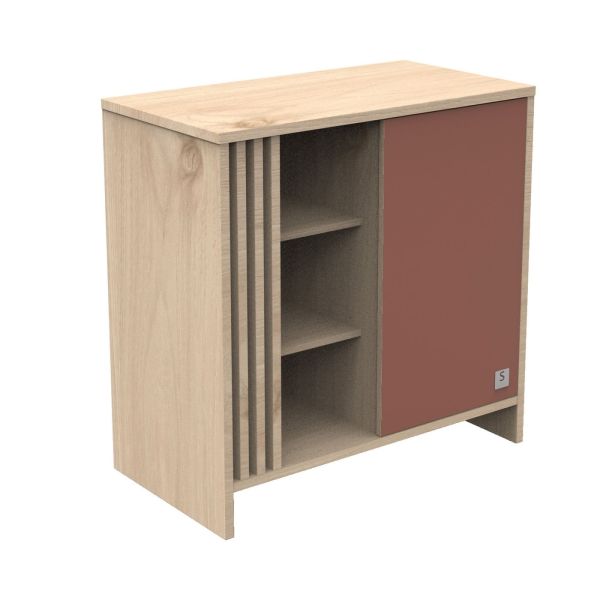 Commode porte et niches Terracotta Tokyo avec plan à langer amovible