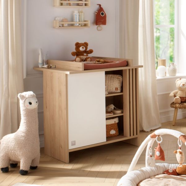 Commode porte et niches Blanche Tokyo avec plan à langer amovible