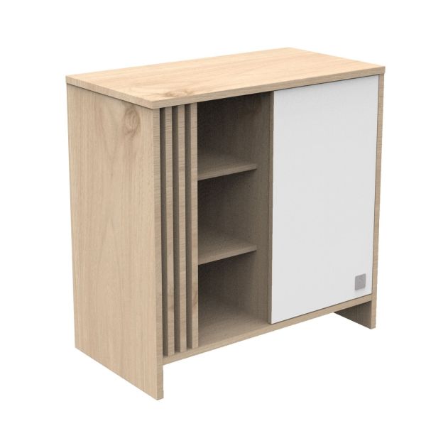 Commode porte et niches Blanche Tokyo avec plan à langer amovible